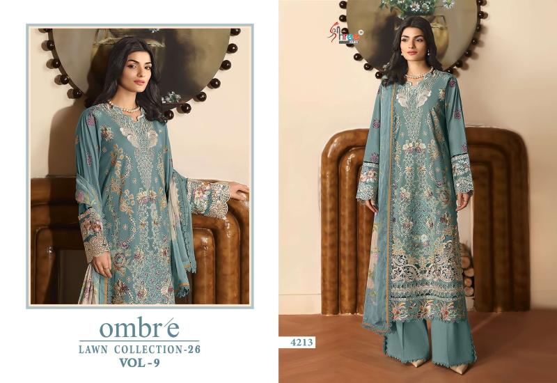 Shree fab ombre lawn collection vol-9 wholesalers of designer salwar suits in surat - wholesale export